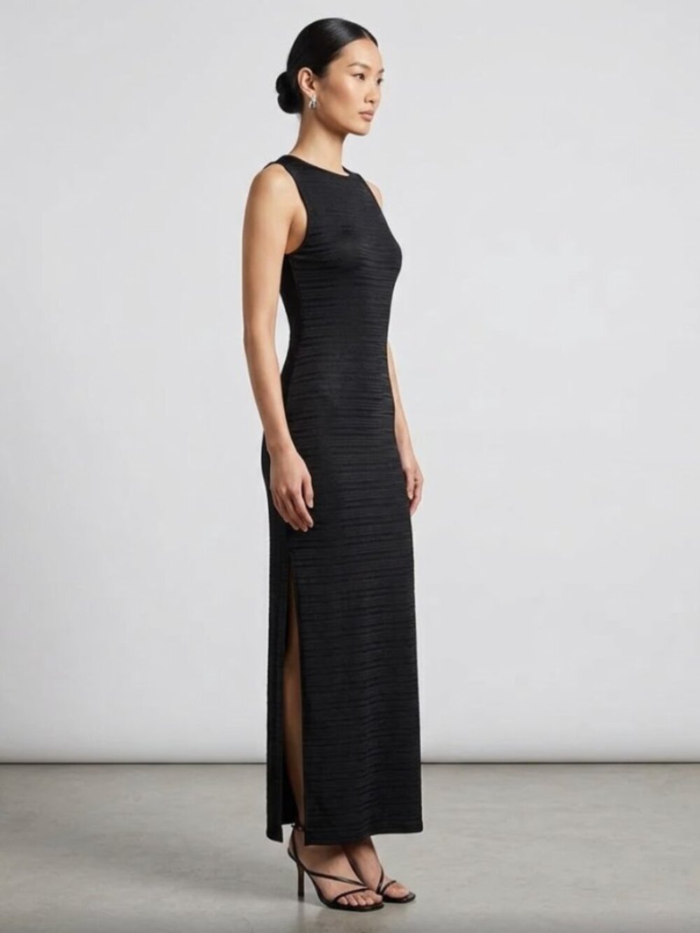 VINTAGE Rampage | Sleeveless Slinky Black Horizontal Stripe Maxi Dress | Small